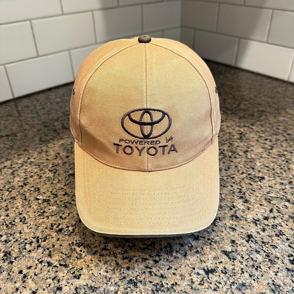 Toyota Hat Baseball Cap Adjustable Khaki Brown American Flag Logo